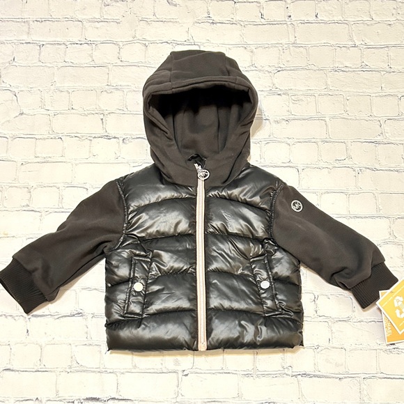 NWT Michael Kors Toddler Puffer Jacket - Black W/ Pink Accents & Silver Hardware